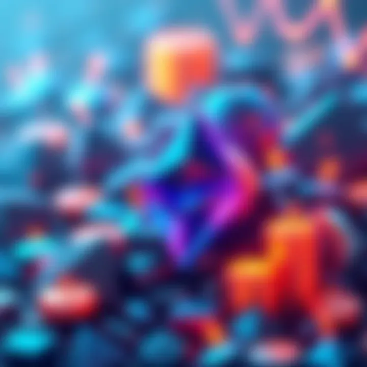 Illustration showing Ethereum logo with icons of lending and borrowing representing financial transactions.