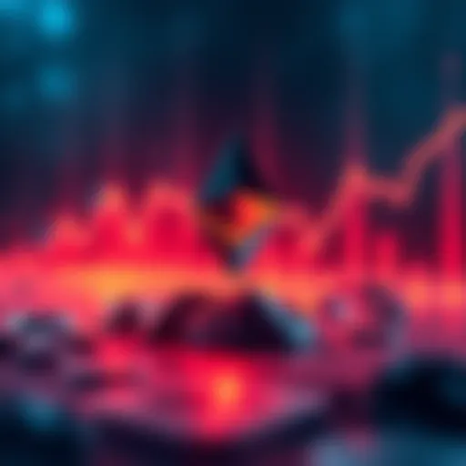 A visual representation of Ethereum's price trends over time with upward and downward movements.