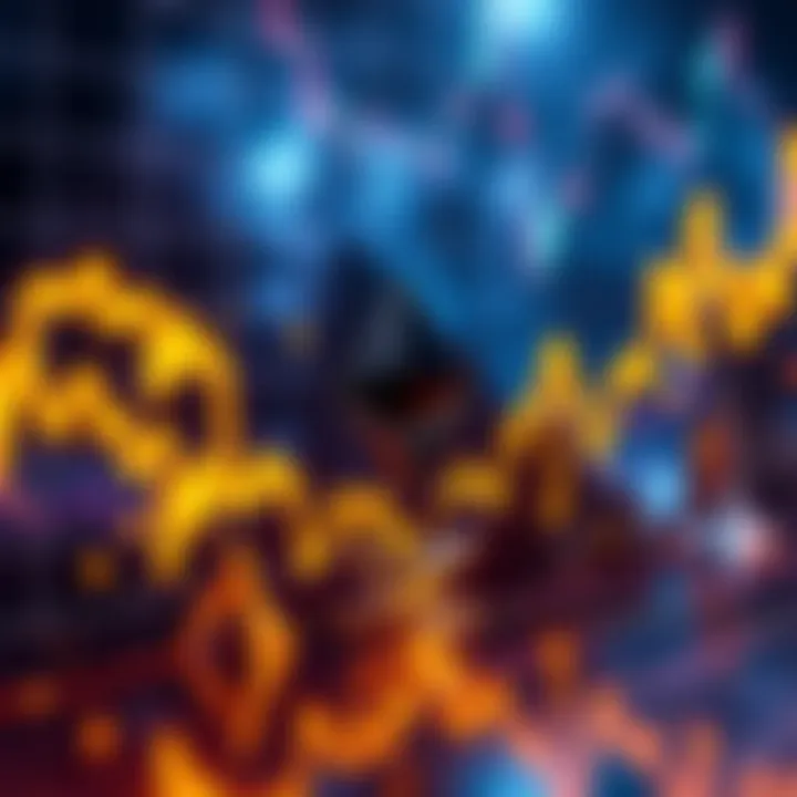 Graph showing Ethereum price trend with upward movement and gold fractal patterns