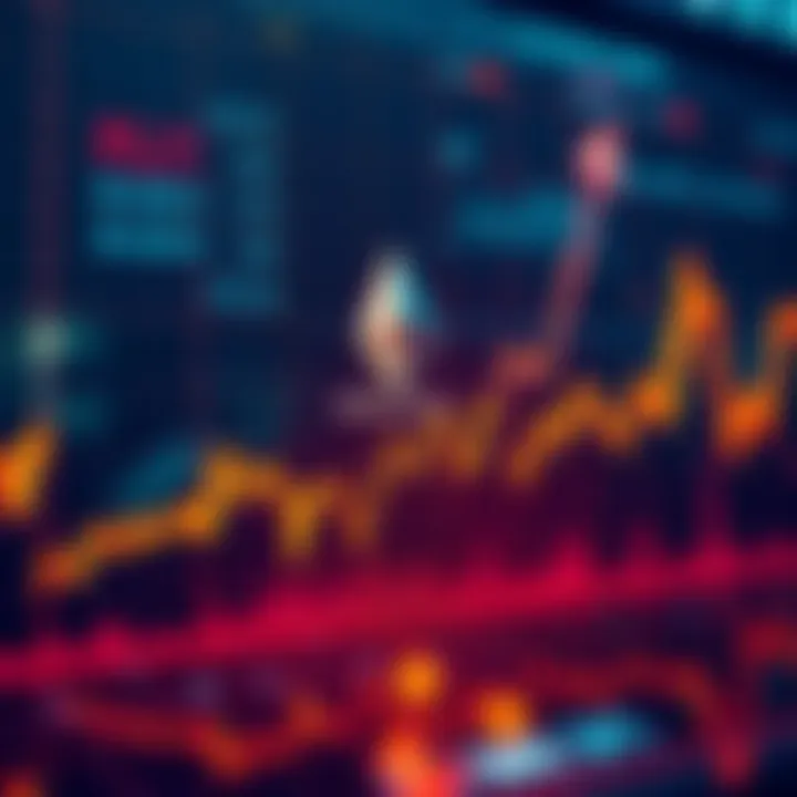 A graph showing the rising value of Ethereum with an upward trend line and market indicators