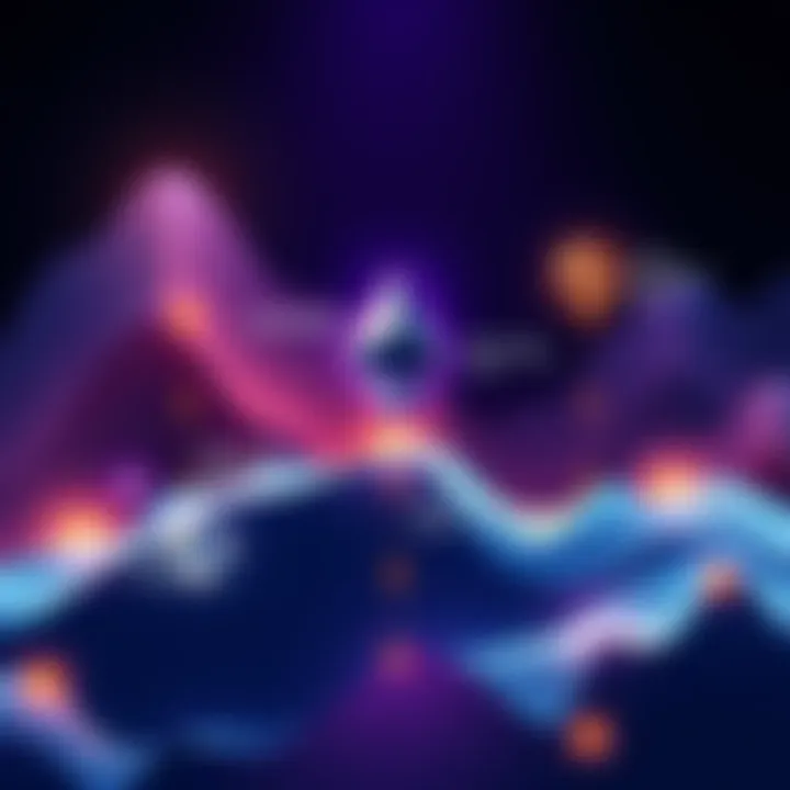 An illustration showing a simplified roadmap for Ethereum's future, highlighting key features like privacy, security, and scalability, with abstract representations of blockchain technology and decent...