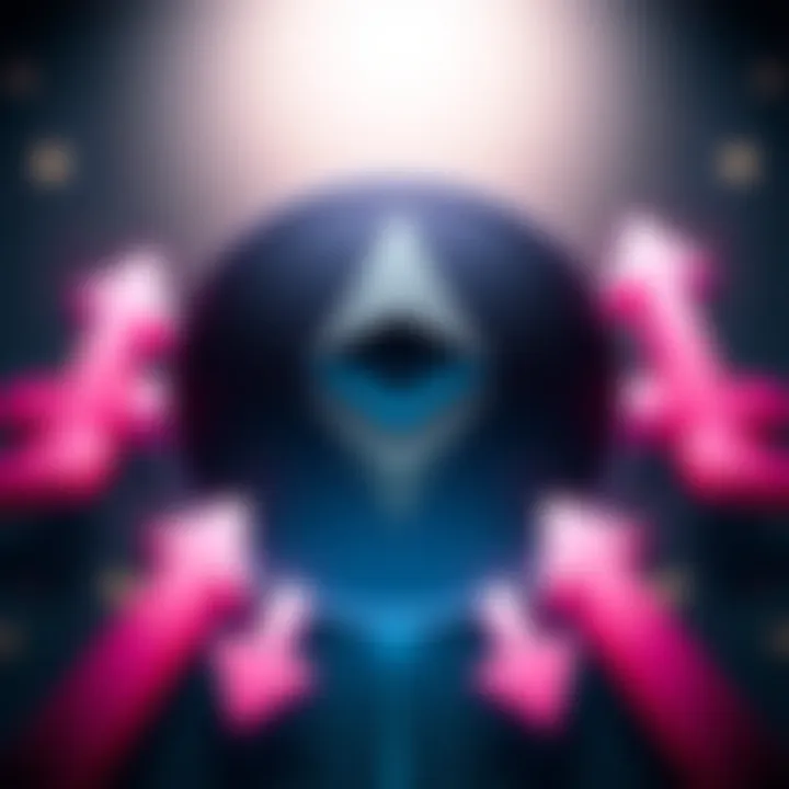 Ethereum logo surrounded by arrows showing upward trend, symbolizing a potential surge with the Pectra update.