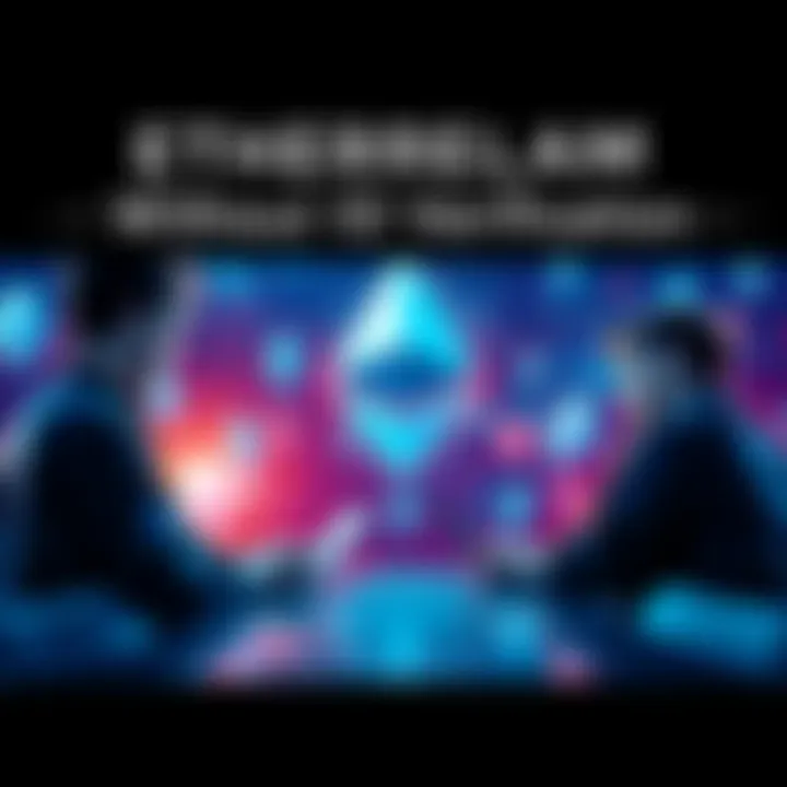 A dynamic graphic showcasing secure Ethereum transactions, featuring young traders engaged in digital exchanges, symbolizing privacy and freedom in cryptocurrency trading.