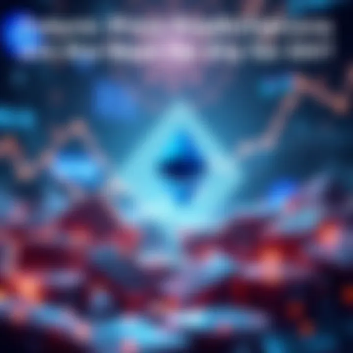 Illustration depicting Ethereum price fluctuations with a futuristic background