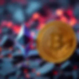 A graphic showing Ethereum's dynamic features like DeFi and DAOs next to Bitcoin's gold standard symbol.