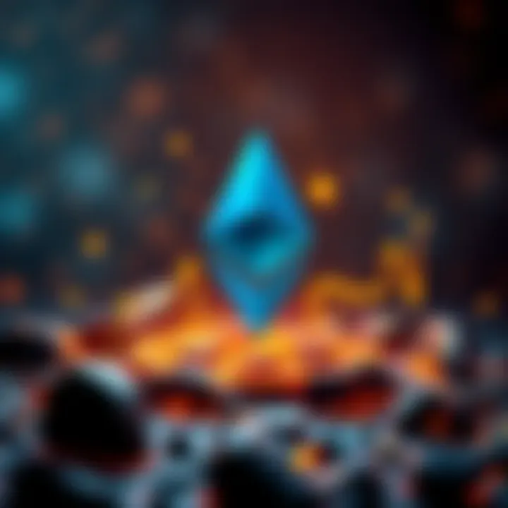An illustration of the Ethereum logo with digital elements symbolizing growth and innovation in the cryptocurrency sector.