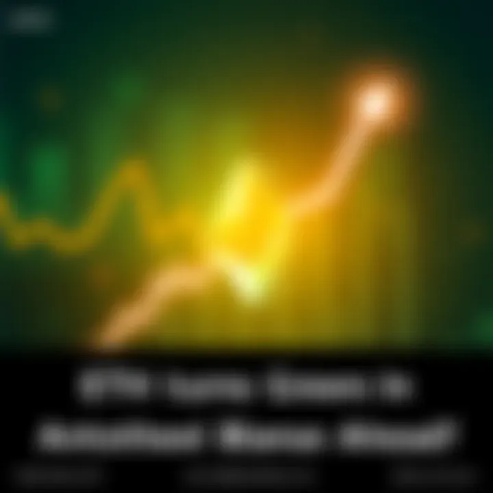 Illustration of a rising Ethereum graph with a green background symbolizing a bullish trend.
