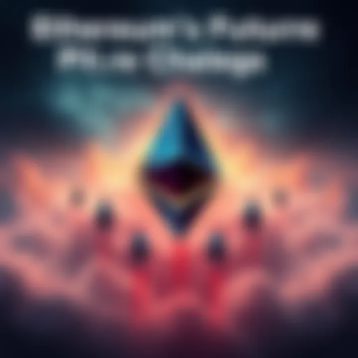 A visual representation of Ethereum's struggles, featuring downward arrows symbolizing market decline and ominous clouds indicating uncertainty.