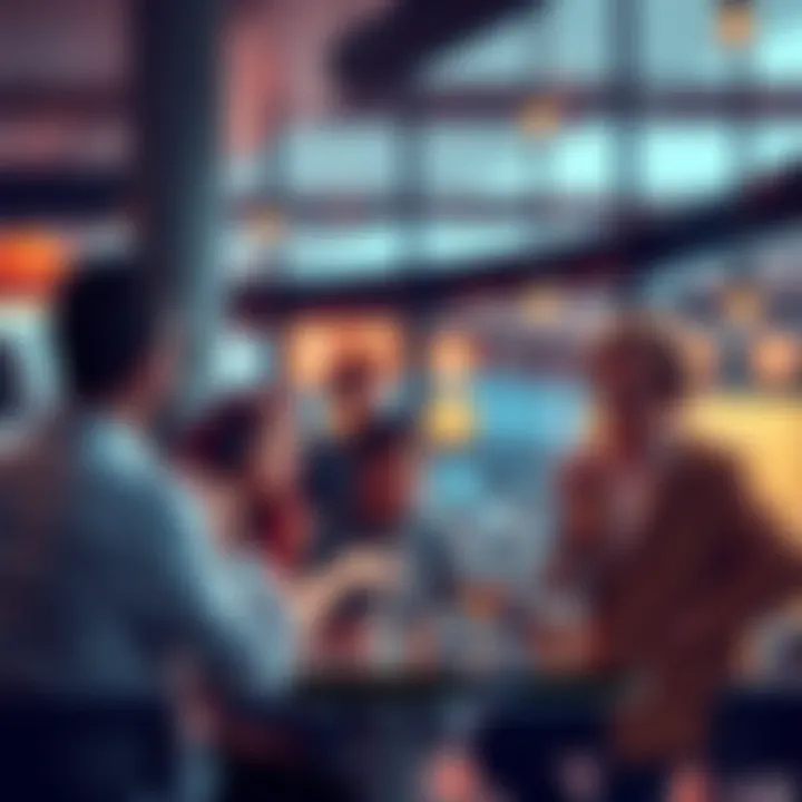 Ethereum Community Discussion A group of people discussing Ethereum news and prices in a casual setting