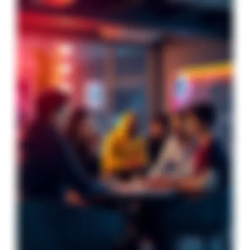 Ethereum Discussion Community A group of diverse people chatting and sharing ideas about Ethereum in a friendly environment.