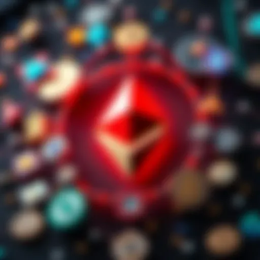 A visual representation of Ethereum logo surrounded by various financial icons symbolizing decentralized finance, showing its dominance in the crypto space.