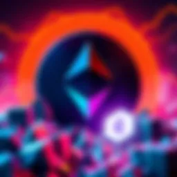 A graphic showing the Ethereum logo and an illustration of a transaction being made with BitMine Immersion Technologies logo