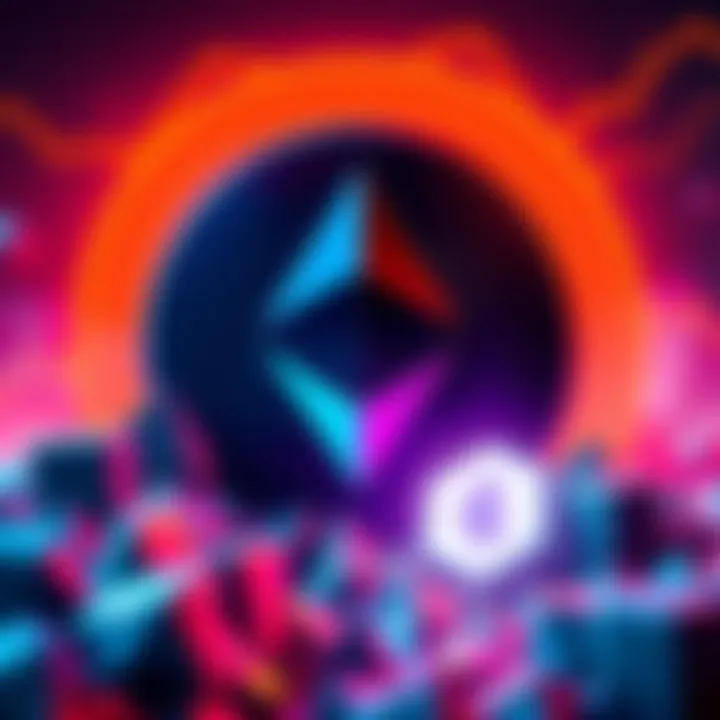 A graphic showing the Ethereum logo and an illustration of a transaction being made with BitMine Immersion Technologies logo