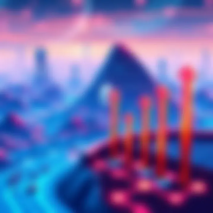 Ethereum Glamsterdam Upgrade Illustration of Ethereum's Glamsterdam upgrade showcasing a digital blockchain landscape with increased gas limits symbolized by upward arrows