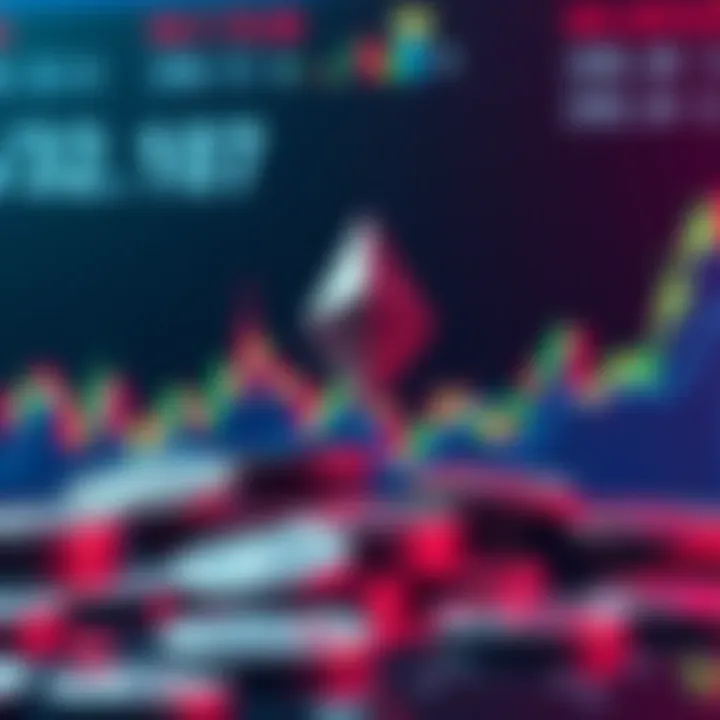 A visual representation of Ethereum's market performance over the past year with fluctuating graphs and digital coins