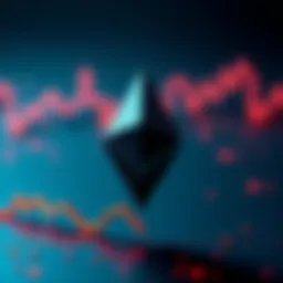 The Ethereum logo displayed alongside a downward trend line, representing recent losses and challenges faced in the cryptocurrency market.
