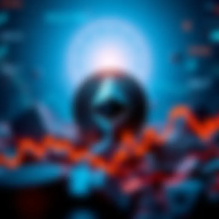 A digital representation of Ether with fluctuating graphs to showcase market concerns
