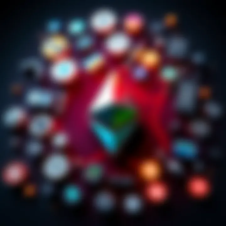 Ethereum logo surrounded by various icons representing payment methods like credit cards and wallets