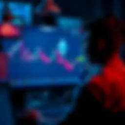 A person looking at a digital screen displaying Ethereum charts and price information, contemplating an investment decision.