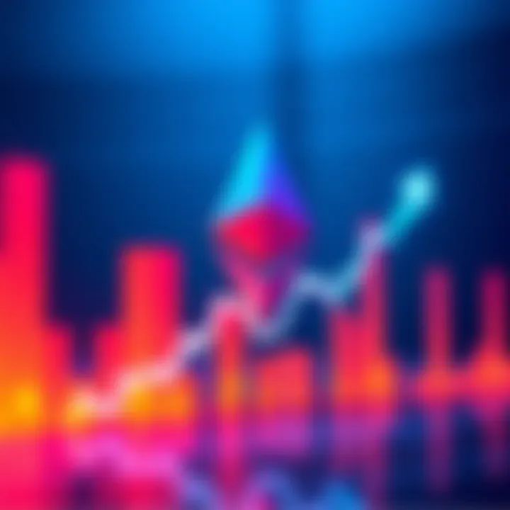 Ethereum logo displayed alongside a graph showing upward trends in the cryptocurrency market