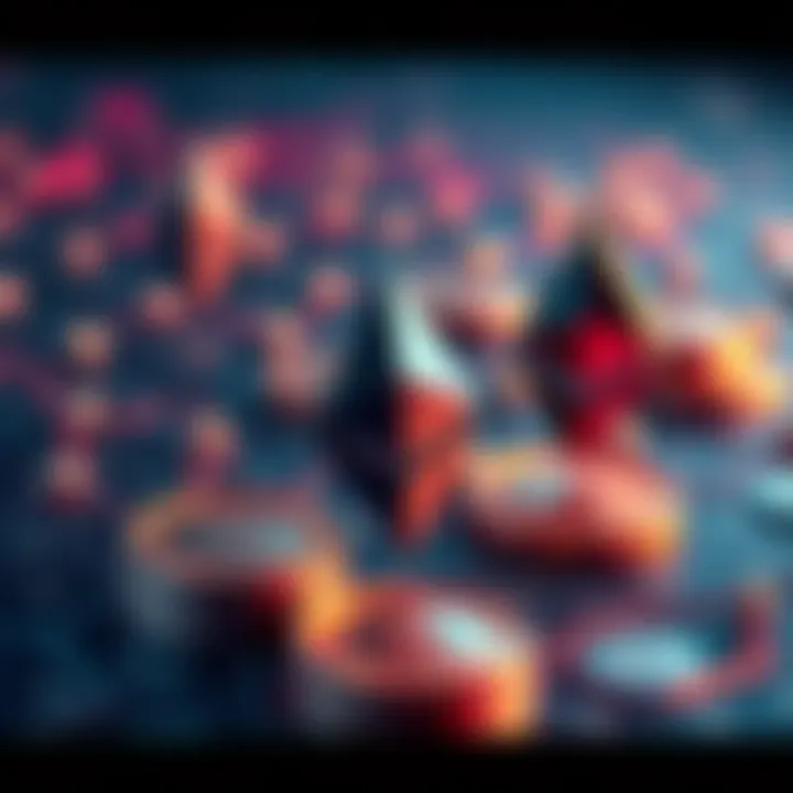 Ethereum Staking Decision An abstract representation of Ethereum symbols with a focus on small amounts being staked, conveying financial analysis and risk management.