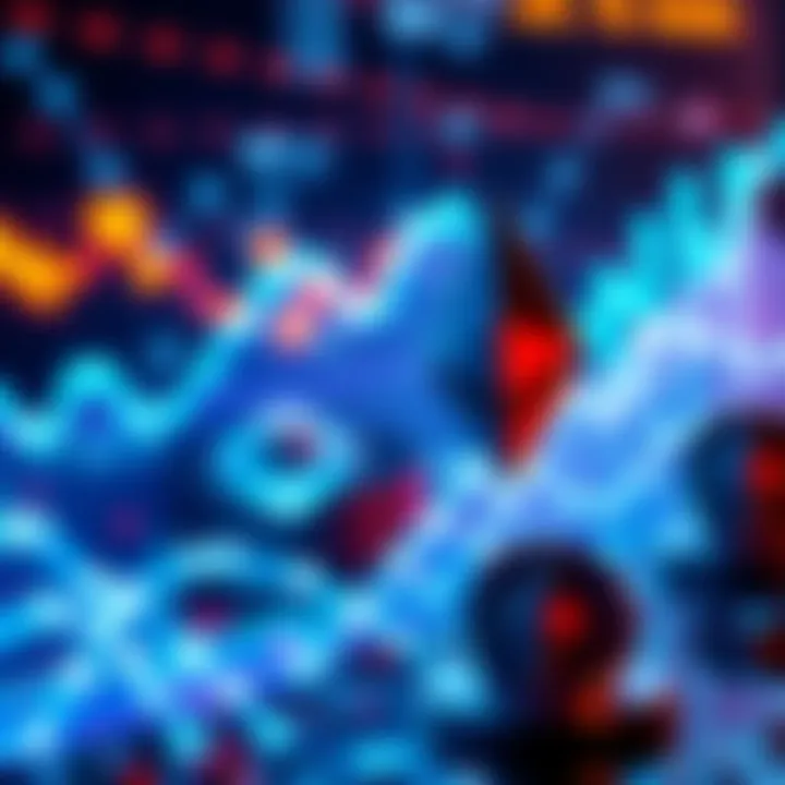 A digital representation of Ethereum staking with increasing capital flow and network activity, showing rising graphs and Ethereum logos