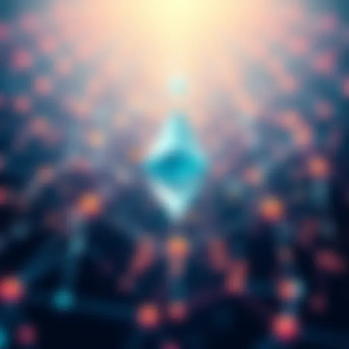 A digital representation of Ethereum's network efficiency showing a high throughput rate, symbolizing faster transactions and lower fees.