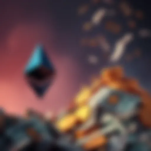 An Ethereum logo with a shocked expression next to a large pile of money disappearing, symbolizing a $50 million loss during a swap.