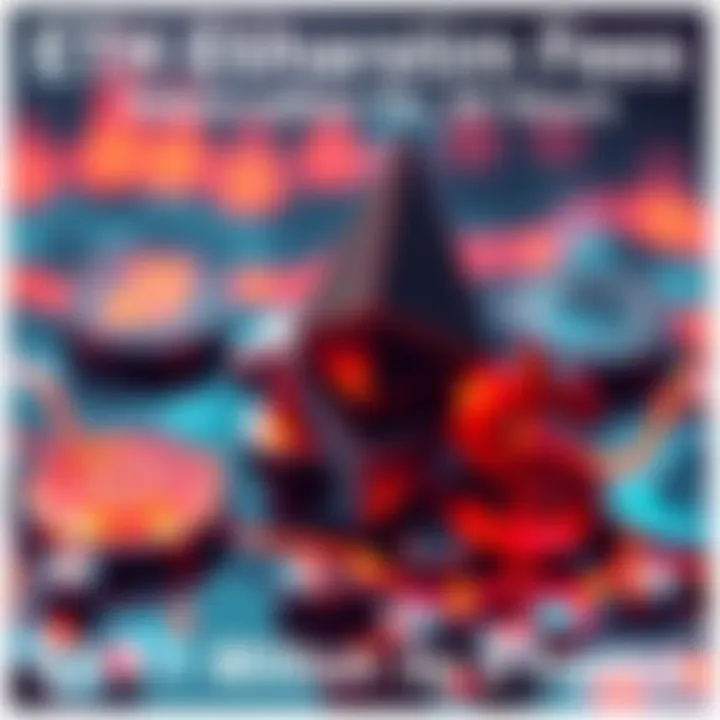 A graphic showing rising transaction fees for Ethereum with a dollar sign and blockchain symbols