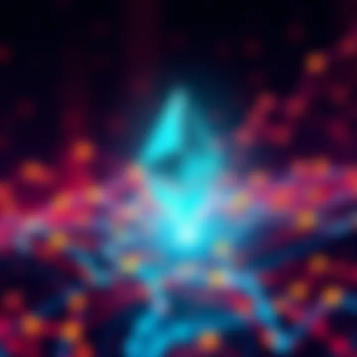 Visual representation of Ethereum's transaction surge with vibrant blockchain imagery