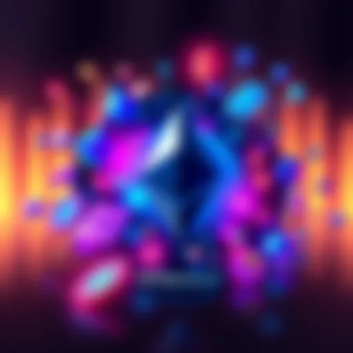 A visual representation of Ethereum's impact on blockchain featuring digital symbols and community elements.