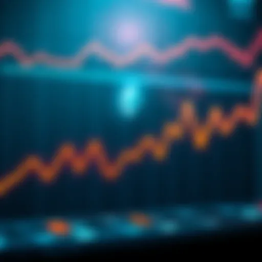 Graph showing Ethereum's total value locked surpassing its market cap, with upward trend lines and currency symbols