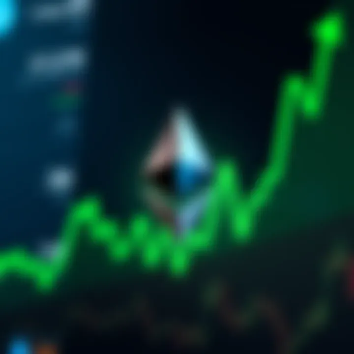 Ethereum logo displayed prominently with a green upward trend chart behind it, symbolizing stability and potential gains in the market.