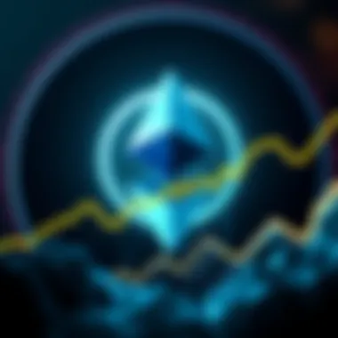 Ethereum logo with a chart showing a significant upward trend, representing a 76.75% increase in Q3 2025
