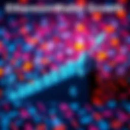 A graphic showing an increase in Ethereum wallet numbers with a background of blockchain symbols