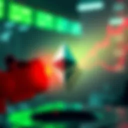 Graphic showing Ethereum logo with green and red lights representing price changes for the contest