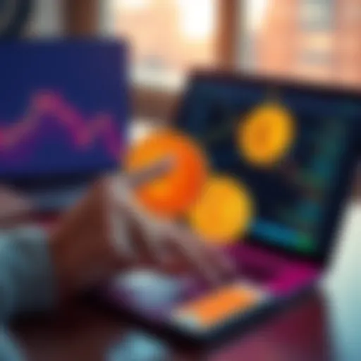 A person using a digital wallet on a laptop to exchange Monero for Bitcoin