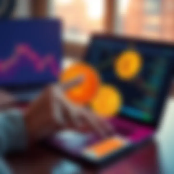 A person using a digital wallet on a laptop to exchange Monero for Bitcoin