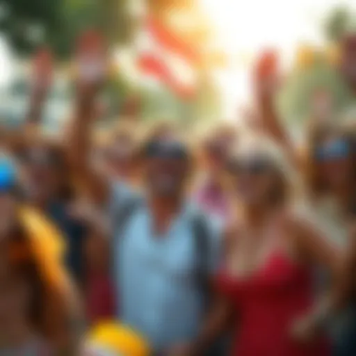 A group of people celebrating together outdoors, anticipating a market rise this summer with smiles and summer attire.