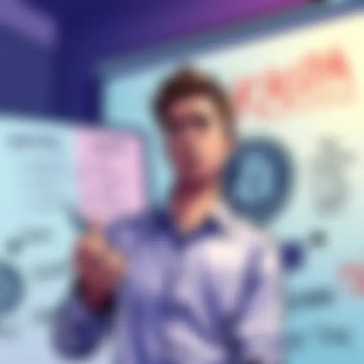 A person explaining Kaspa with GHOSTDAG graphics and proof-of-work concept on a whiteboard, looking confused