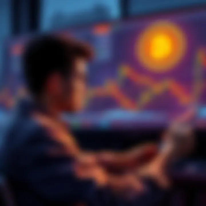 Exploring Altcoins A person looking at charts and graphs related to altcoins and Bitcoin trading
