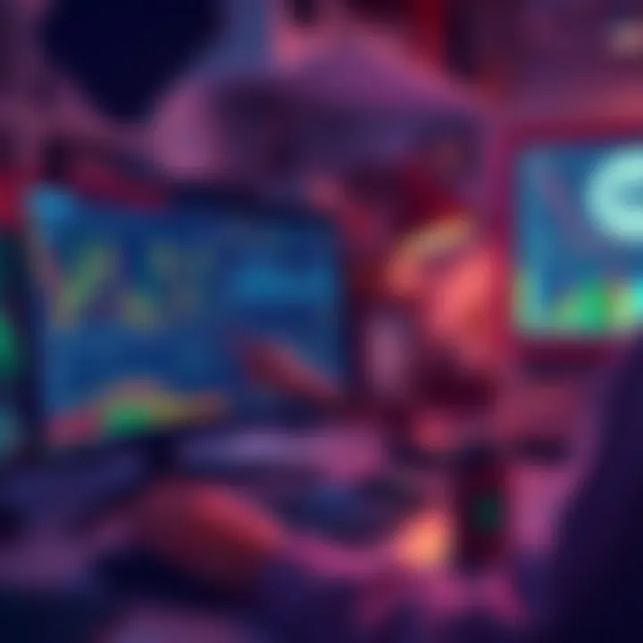 A person analyzing various cryptocurrency charts and tokens on a computer screen in a workspace, focusing on abandoned cryptocurrencies including BOLI.