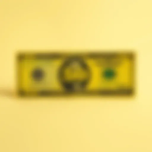 A bright yellow 50 dollar note placed on a flat surface, showing its unique color and design features compared to a standard note.