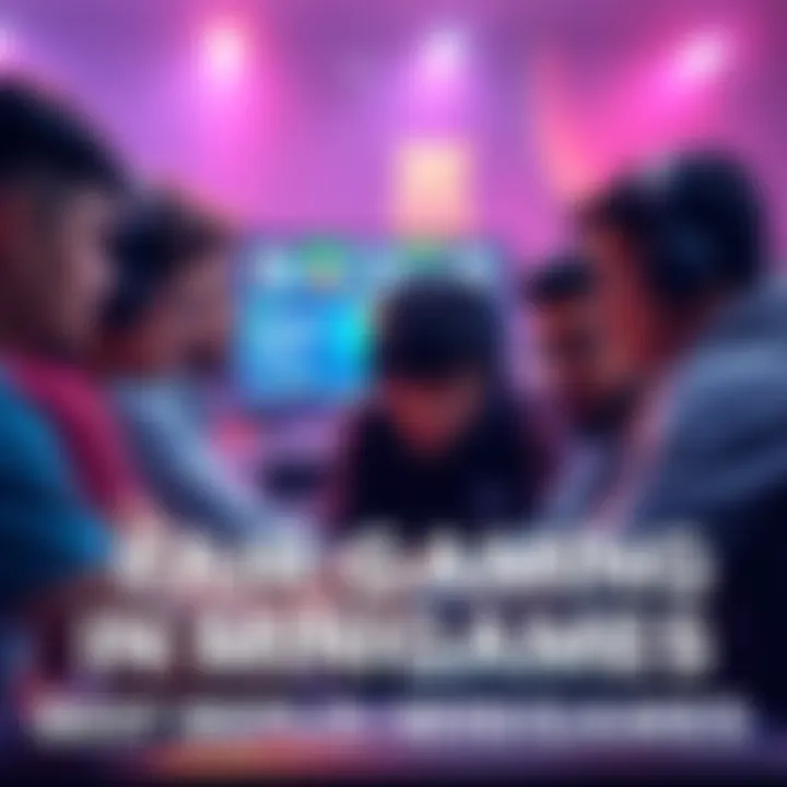 Fair Gaming in Minigames A group of diverse players engaged in a minigame, focusing on fair play and equal opportunities, with game mechanics displayed on a screen.