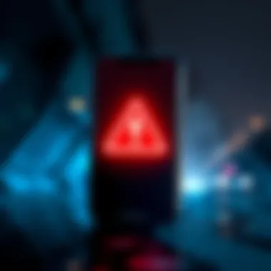 A warning graphic showing a fake Ledger wallet app with a red alert symbol