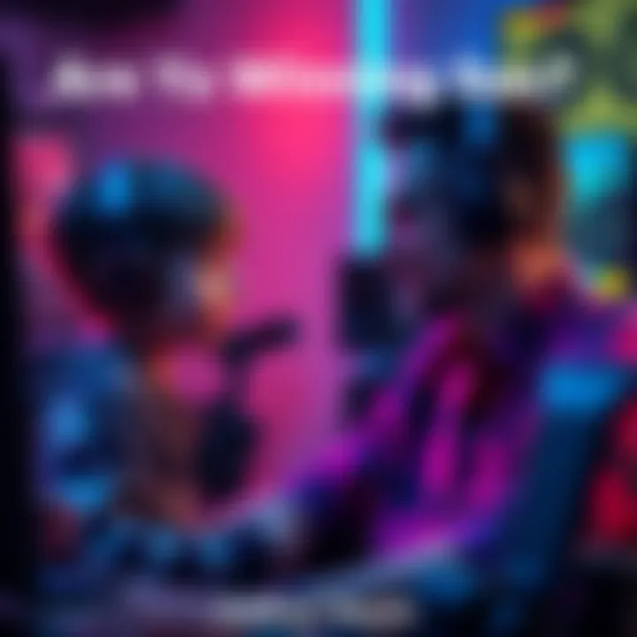 A father looking at his son playing video games, asking if he is winning, with a gaming setup in the background.