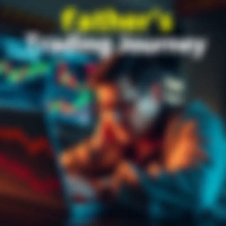 A father looking stressed while checking cryptocurrency values on a laptop, symbolizing gains and losses in trading memecoins.