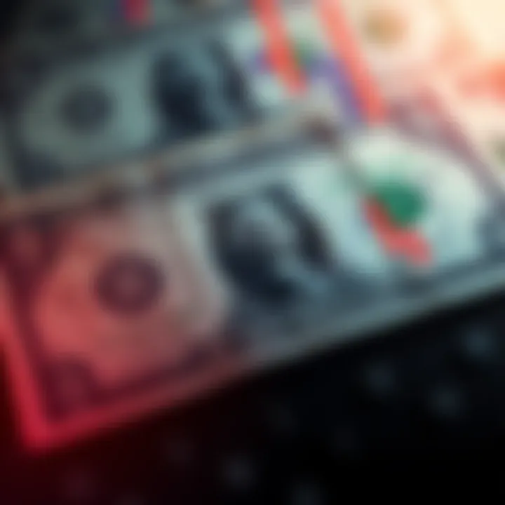 A graphic showing the US dollar bill with graphs indicating changes in purchasing power since the Federal Reserve was established.