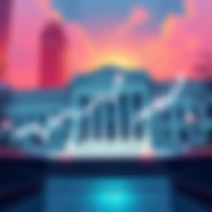 Illustration of financial markets reacting to Federal Reserve liquidity injection with charts and upward trends