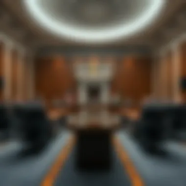 A meeting room with Federal Reserve officials discussing interest rates amid global tensions, highlighting economic concerns due to the Iran conflict.